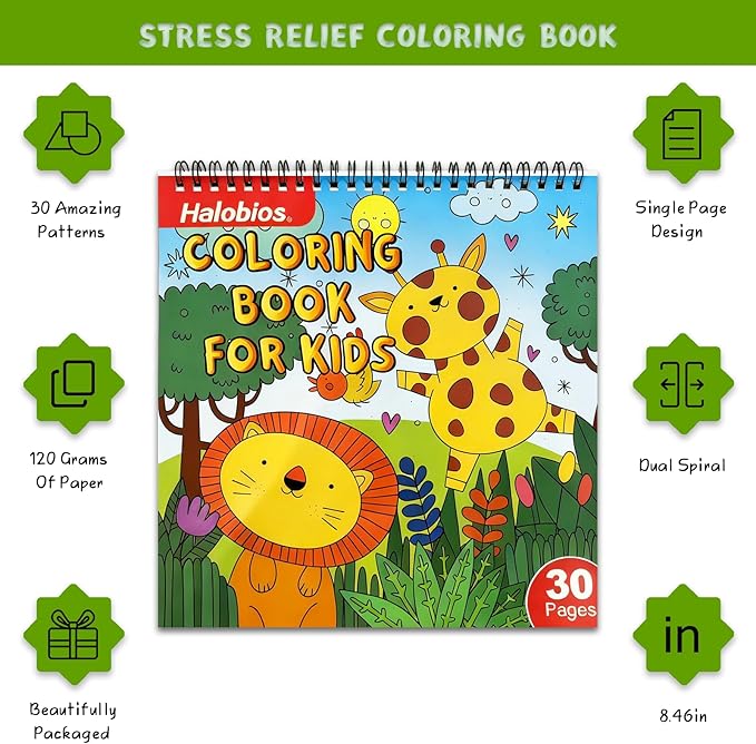 Halobios Cute Coloring Book Set, Adult Coloring Book Set with 36 Markers, 30 Relaxing and Easy Designs Art Supplies for Boys Girls Student, Creative & Relaxing Gifts for Women & Adults