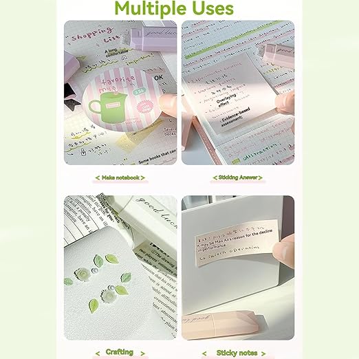 4PCS Double Sided Tape Pens, Double Sided Tape Roller, 6 mm x 196 Inch Gradient Color Glue Tape Roller, Adhesive Tape for Scrapbooking, Gift Wrapping, Photo Mounting, School Office & Crafts (Green)