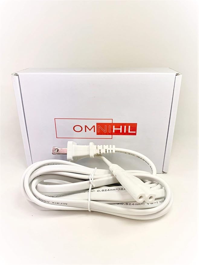 [UL Listed] OMNIHIL White 10FT Long AC Power Cord Compatible with Brother CS6000i Sewing & Quilting Machine