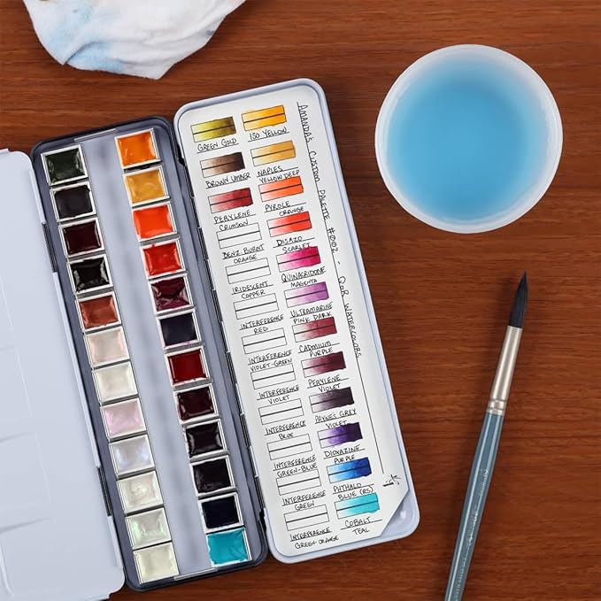 HG Art Concepts Painters Color Diary Watercolor Swatch Card, 24-Pan Size, 10-Pk, 140 lb Hot Press 100% Cotton Paper, Fits New York Central Palette Box, Color Swatch Book for Markers & Colored Pencil