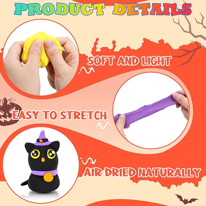 144 Pcs Air Dry Clay Bulk 76 oz Christmas Soft DIY Modeling Clay Kit Magic Foam Crafts for Sculpting Kids Gifts Party School Supplies for Crafts Artistic Project(Carnival Color)