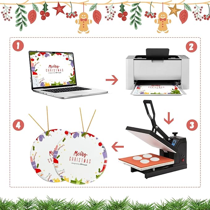 Sublimation Ornament Blanks for Christmas Tree Decor - Double Sided DIY Handmade Crafts (25)