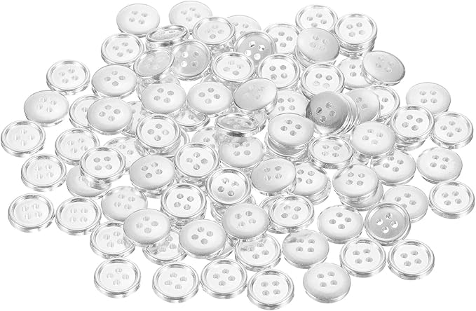 HARFINGTON 100pcs 20L Plastic Sewing Buttons 12.5mm 1/2" 4-Hole Round Replacement Craft Button for Coats Sewing Clothing and DIY, Silver