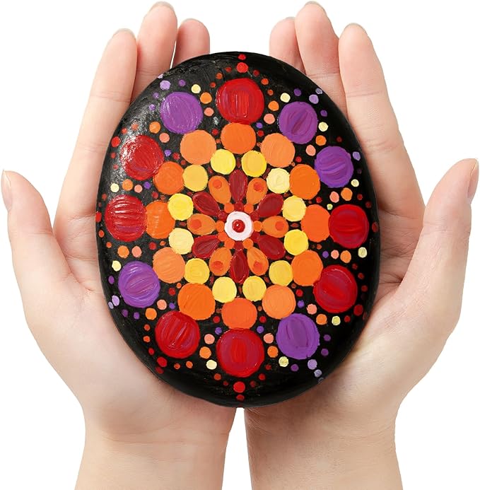 Simetufy 12Pcs Rocks for Painting, 5-6 Inch Extra Large Flat Painting Rocks for Mandala, Smooth Stones for Art & Crafts, Kindness Stone, DIY Home Decoration