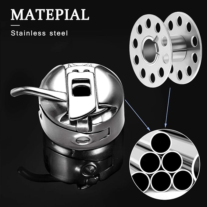 WILLBOND 3 Pcs Sewing Machine Bobbin Case and 15 Pcs Metal Sewing Machine Bobbins with Shuttle Holder for Craft, Suitable for Front Loading 15 Class Apparatus
