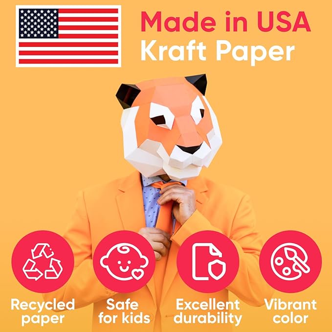 USA Made 12" x 1200" White Kraft Paper Roll, 45 lbs Thickness, American Quality Colored Kraft Paper for School, Bulletin Board - Odorless, Non-Toxic, Safe for Kids