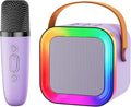 Mini Karaoke Machine Speaker for Kids Adults,Portable Bluetooth with 1-2 Wireless Microphones,Christmas Birthday Gifts Toys Girls Boys Ages 4, 5, 6,7, 8,9,10,11,12+ Years Old Toddler (Purple - 1 Mic)