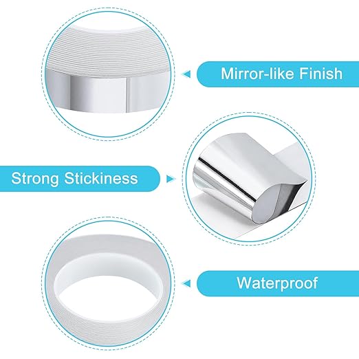 uxcell Metallic Tape, 0.78 in x 164 ft Self Adhesive Metalized Polyester Film Tape Waterproof Shiny Washi Tape for Walls Graphic Arts Gifts Wrapping Crafts Decoration, Gloss Silver, 2 Pcs