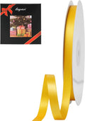 LIUYAXI Yellow Double Faced Satin Ribbon, 3/8" X Continuous 100 Yards, Ribbons Perfect for Gift Wrapping Bows Bouquet Wedding Decor DIY Craft and More