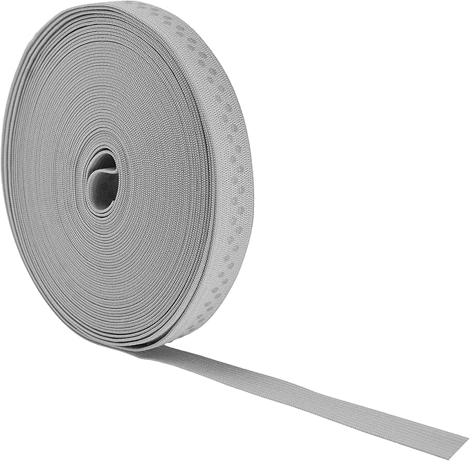 Mandala Crafts 0.5 Inch Elastic Silicone Gripper Tape for Clothing - 10 Yds Dotted Non Slip Elastic Band for Sewing - Gray Silicone Flat Fabric Stretchy Ribbon Straps