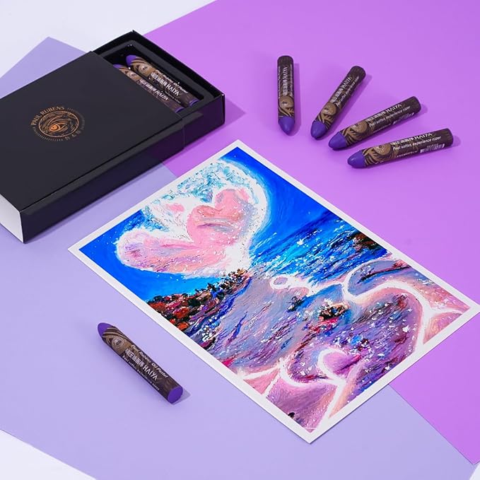 Paul Rubens Cobalt Violet Light Oil Pastels (8 Pack) - Ultra-Creamy & Blendable, Bullet Tip for Precision - Premium Art Supplies for Drawing, Sketching & Painting - Ideal for Artists & Beginners