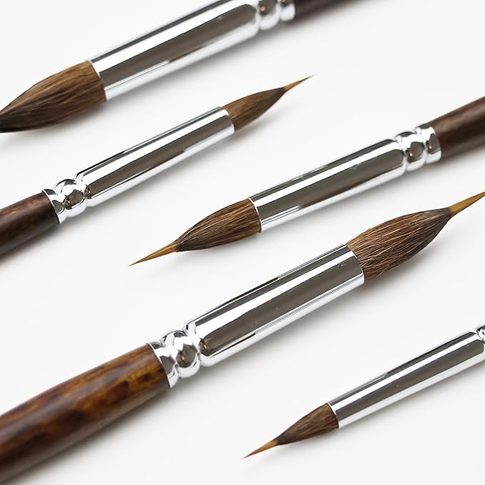 Watercolor Brushes Set - 5Pcs Extended Needle Point Artist Paint Brushes Professional Liner Brush - Synthetic Sable Hair Thin Paint Brushes for Watercolor Acrylic & Gouache
