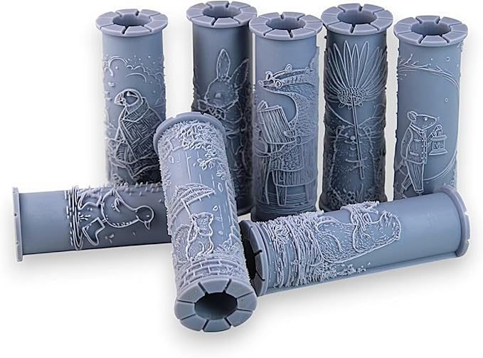 Ultimate Storybook Clay Texture Rollers 8-Set (4") - Storybook Set #01 - Embossing Pattern Rollers for Polymer & Ceramic Clay, Pottery & Crafts