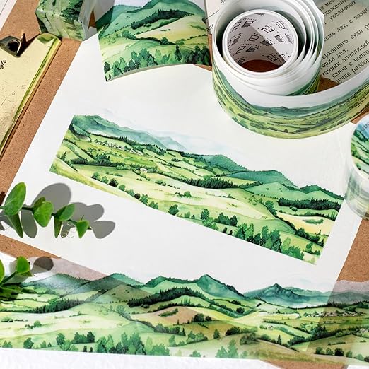 Alideco 6pcs Decorative Adhesive Tapes Vintage Mountain Landscape Washi Tape Great for Bullet Journal Supplies, Arts, Scrapbook, DIY Crafts, Planners (lindongjiangzhi)