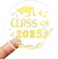 100 Pcs Graduation Stickers, Class of 2025, Transparent Congrats Graduation Labels, Grad Party Supply, Graduation Cap Stickers for Scrapbooks Envelopes 1.6 Inch (gold, class of 2025-2)