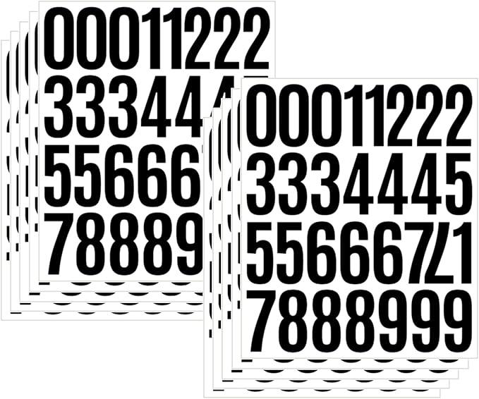 10 Sheets Vinyl Mailbox Number Stickers - Self-Adhesive Address Labels for Cars, House Doors, Windows & Metal Mailboxes (Black, 2 inch)