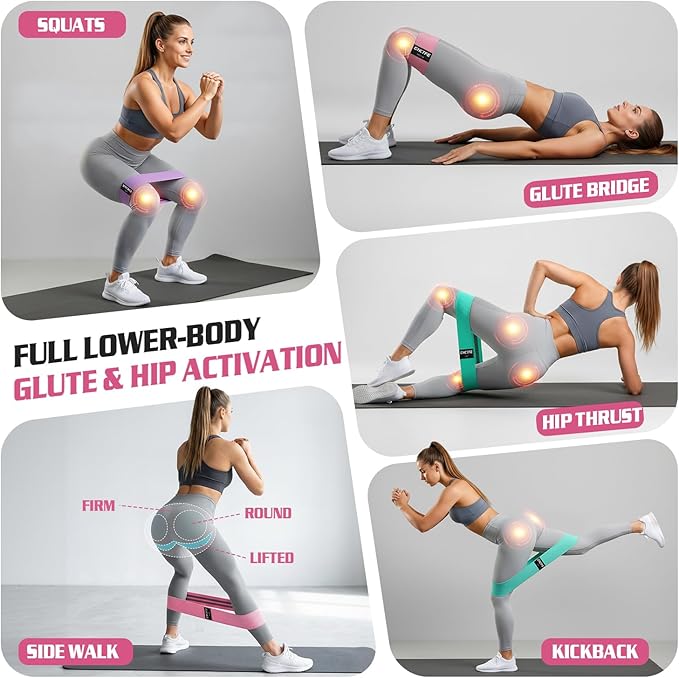3/15PCS Fabric Resistance Bands for PT& Yoga Class, Athletes Training, Home Gym Exercise, Non-Slip Booty Bands Bulk Set for Glute, Leg Bands for Women, 3 Resistance Levels with Carry Bag