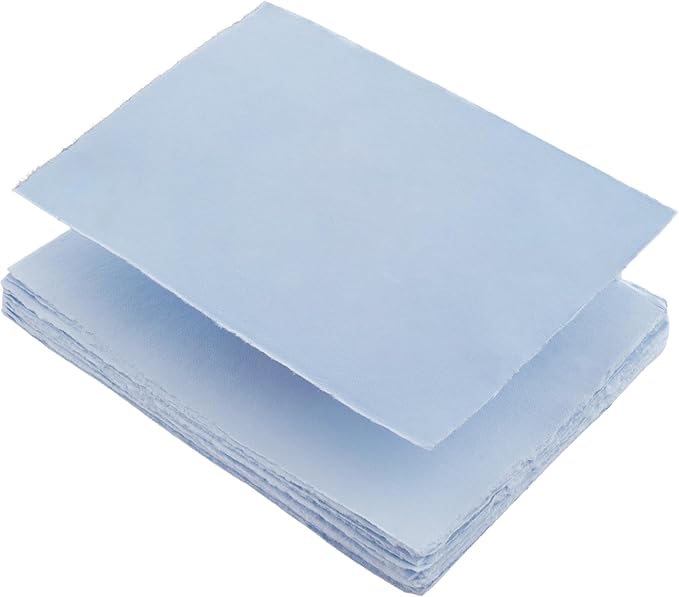 Wanderings Blue A4 Handmade Paper with Deckled Edge - 8.3" x 11.7", 150 GSM, 50 Sheets Textured Paper - Perfect for, Drawing, Writing, Printing, Watercolor & Mixed Media