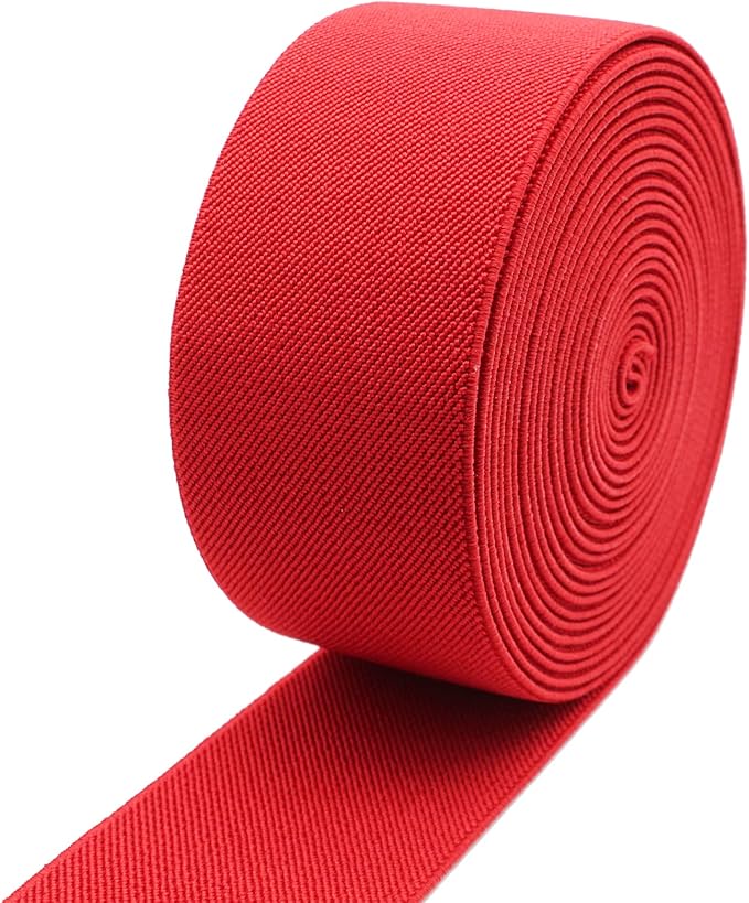 Dortrue 2 Inch 5 Yards Red Sewing Elastic Band Heavy Stretch High Elasticity Elastic Spool for Sewing Pants Waistband, Straps, Craft DIY Projects