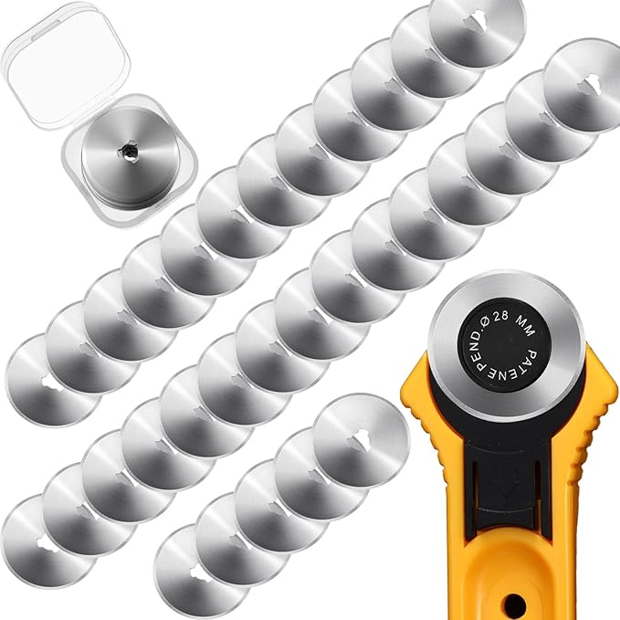 Mudder 36 Packs Rotary Cutter Blades Replacement Blades Compatible with Martelli Truecut Cutter for Patchwork Leather Quilting Sewing Arts Crafts (28 mm)