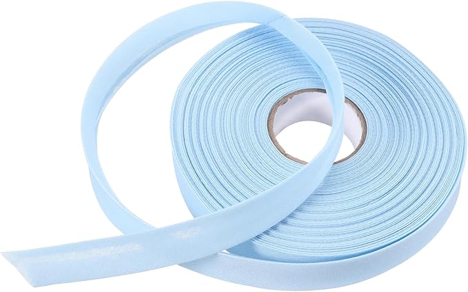 MECCANIXITY 3/4 Inch Single Fold Bias Tape Polyester Continuous Bulk Bias Tape for Sewing, Seaming Quilting Hemming Binding Crafts (Light Blue 25 Yards)