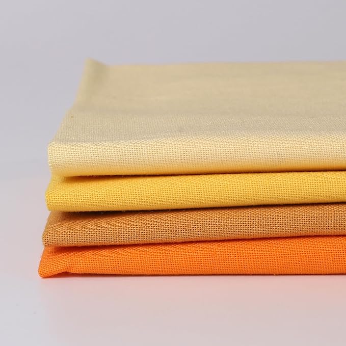 18 * 21inch Cotton Fabric Premium, Solid Precut Fabric Pure Quilting Fat Quarter Bundles Patchwork for Sewing DIY Craft (Orange, 4PCS)