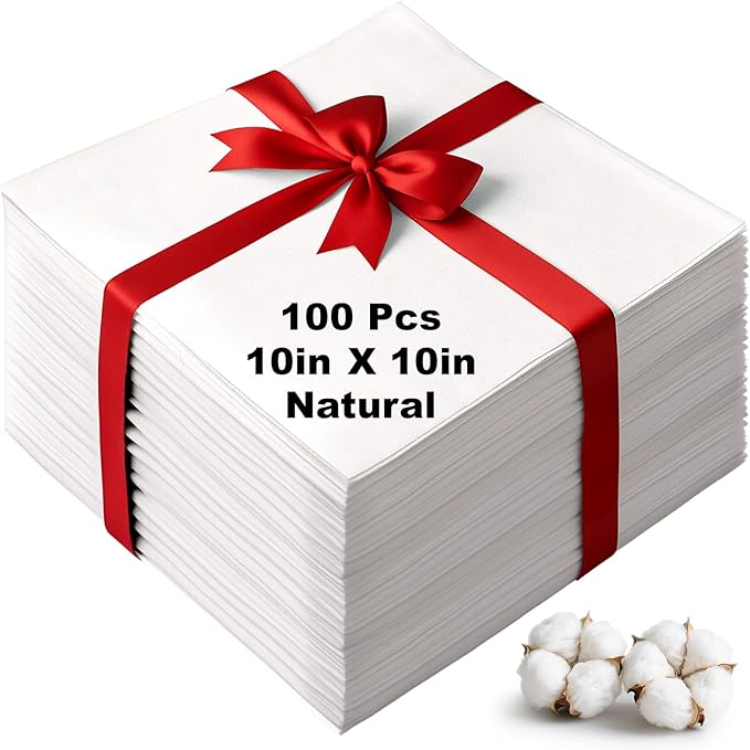 100 Pieces Cotton Fabric Squares,10 x 10 Inches Precut Quilting Fabric Bundles Natural Solid Colors Layer Cakes Quilt Material for DIY Craft Sewing Embroidery