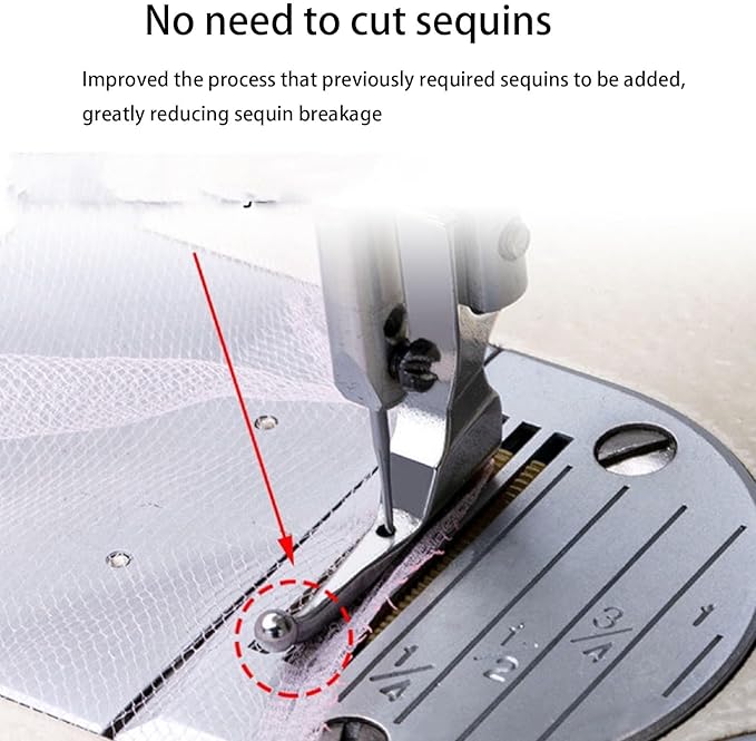 P369 Presser Foot, New Bead Sequin Special Presser Foot, Foot Wedding Dress Bead for Sewing and Beaded Fabric, No-Bead-Tapping, Anti-Curl & Fabric-Holding for Evening Gowns, Fashion Fabrics(2pcs Silve