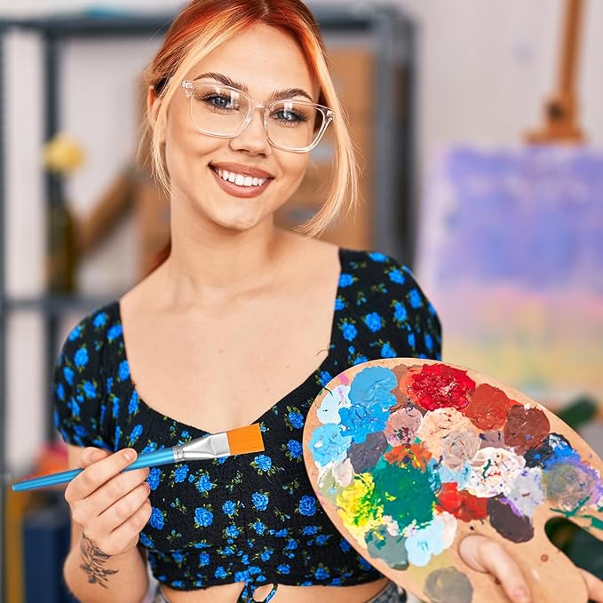 50 Pcs Flat Painting Brush Set, Large Acrylic Paint Brushes Nylon Hair Artist Paint Brushes for Oil Watercolor Canvas Face Body Classroom Arts Crafts Supplies