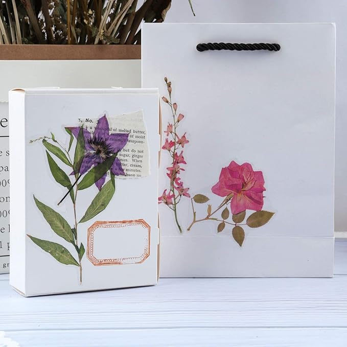 160pcs Pre-Cut Scrapbooks Natural Stickers, Floral and Plant Sticker for DIY Craft, Planners, Journal, Notebook, Laptop, Cell Phone, Calendars, Wedding Scrapbooking