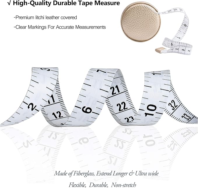 3m/120 Tape Measure Body Measuring Tape for Body Cloth Tape Measure for Sewing Fabric Tailors Medical Measurements Tape Dual Sided Retractable Ruler (Gold, 1 Pack)