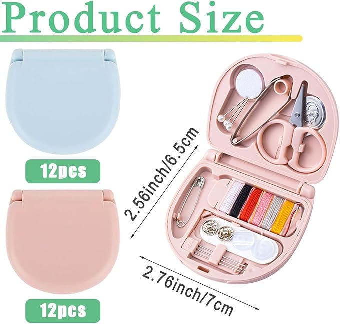 24 Pack Mini Sewing Kits, Compact Travel Emergency Sewing Set with Threads, Scissors, Needles, Portable Repair Supplies for Beginners, Hotels, Travel, Charity