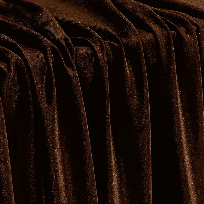 KKJIAF Chocolate Brown Green Stretch Velvet Fabric 60 Inch Wide, 5 Yard Soft Stretchy Fabric for Sewing Clothes, Apparel, Costume, Crafts - 90% Polyester 10% Spandex