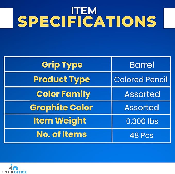 1InTheOffice Colored Pencil, Colored Pencils for Kids, Art Colored Pencils, Pre-Sharpened Pencil Set, (48 Pencils)