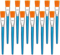 1 Inch Flat Paint Brushes for Acrylic Painting, 12 Pcs Acrylic Paint Brush Bulk, Arts Crafts Paintbrushes with Wooden Handle for Watercolor Oil Face Body Art Kids Adult Artist