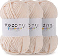 Super Soft and No Shedding Chunky Chenille Yarn for Crocheting and Knitting -Easy to Crochet with-Super Bulky #6, 3Pack of 3.5oz/82yds -Chunky Plush Yarn for Hand Craft Blanket Amigurumi Cream Color