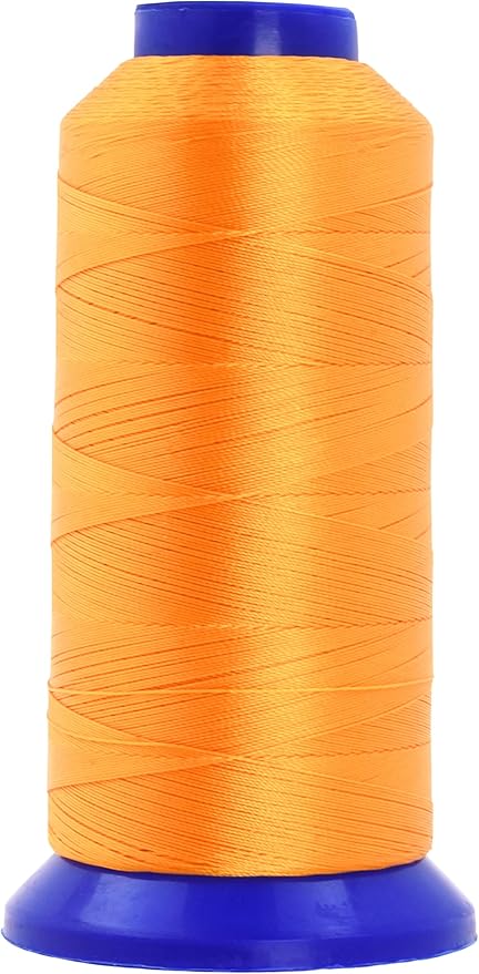 Mandala Crafts Orange Heavy Duty Thread - 1500 Yds Tex 70 Bonded Polyester Threads for Sewing Drapery, Jeans, Leather, Hair, Outdoor Marine Upholstery