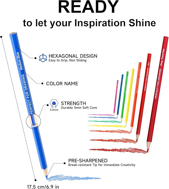 72 Colored Pencils for Adult Coloring Books, Drawing Coloring Pencils for kids, Soft Core Colored Pencil with Sharpener for Coloring, Drawing, Sketching