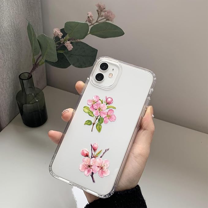 Pink Floral Waterproof Stickers for Scrapbooking – 50pcs Transparent Flower Decals for Journaling, Planner, Cardmaking, Laptops, Mug Decoration