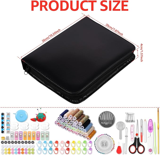 229 Pcs Sewing Kit Professional Sewing Supplies Accessories Including Needles Thread Scissors Measure Tape and More for Home Work Travel Emergency