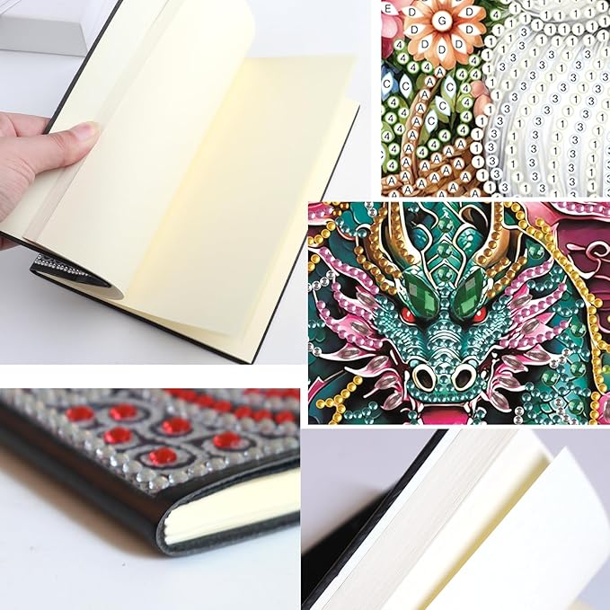 DIY Diamond Painting Notebook Kit, Theme of Fantasy Animals, Special Shaped Diamond Art Notebook Journal Sketchbook for Writing & Drawing