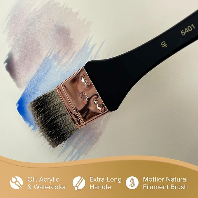 Silver Brush Limited 5401-20 Silver Atelier Flat Mottler Paintbrush for Oil, Acrylic, Watercolor, Gesso and Grounds, Varnish and Top Coat, Size 20, Xtra Long Handle