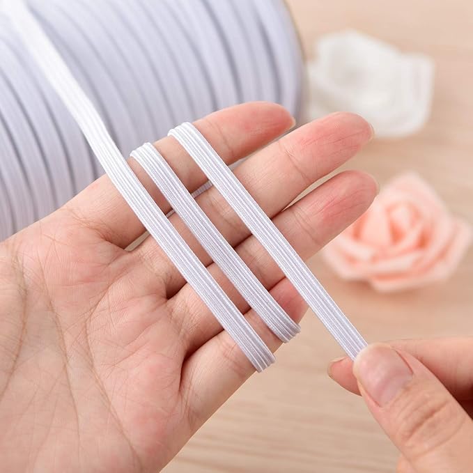 Coopay 100 Yards Length 1/4" Width Elastic Bands Flat Elastic Cord Rope Heavy Stretch Spool Knit for Sewing DIY Projects, Arts & Crafts (White, 1/4 Inch)