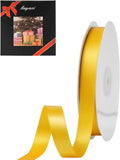 LIUYAXI Yellow Satin Ribbon, Double Faced 5/8" X Continuous 25 Yards Ribbons Perfect for Gift Wrapping Bows Bouquet Wedding Craft and More