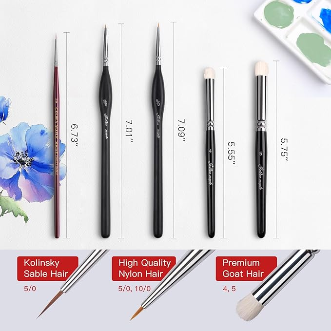 Detailing Brush Set - Golden Maple 13pcs Miniature Paint Brushes and Dry Brush Set for Fine Detail Paint, Acrylic Painting, Watercolor, Oil, Models