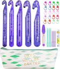 Weabetfu 5 Large Crochet Hook,25mm 20mm 18mm 15mm 12mm Size Crochet Hook, Large Crochet Hook for Chunky Yarn,24PCS Big Crochet Hook,10mm-25mm Crochet Hook with Case(Purple)
