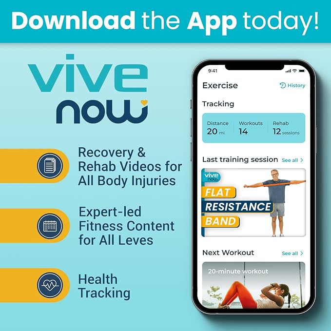 Vive Flat Resistance Band (5 Piece Set) - Stretch Bands for Exercise, Physical Therapy, Yoga - Elastic Bands, Long Stretching Rubber - Track & Field Accessories, Fitness Training, Home Gym for Adults