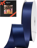 LIUYAXI Navy Blue Stain Ribbon, 1" X Continuous 50 Yards, Double Faced Fabric Ribbon Perfect for Gift Wrapping Wedding Birthday Party Chair Sash Christmas Hair Floral Craft Sewing