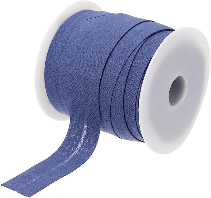 MECCANIXITY 3/4 Inch Single Fold Bias Tape Cotton Continuous Bulk Bias Tape for Sewing, Seaming Quilting Hemming Binding Crafts (Bright Blue 25 Yards)