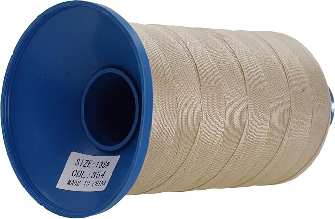 Mandala Crafts Size 138 420D T135 Bonded Nylon Thread - Khaki 1250 YDs Tex 135 Heavy Duty Sewing Threads for Leather, Jeans, Weaving, Outdoor Marine Upholstery